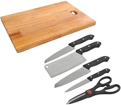 Professional Kitchen Knife Set - 5 Piece Stainless Steel with Wooden Block