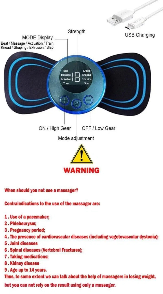 Electric Body Massager – 8 Modes & 19 Strength Levels