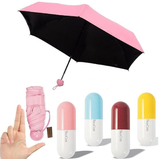 Compact 5-fold mini umbrella sized to fit in the palm of your hand