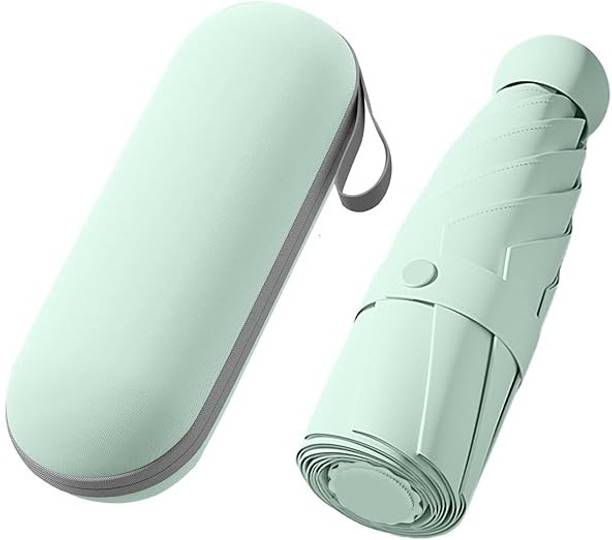 Mini folding capsule umbrella with protective carry case