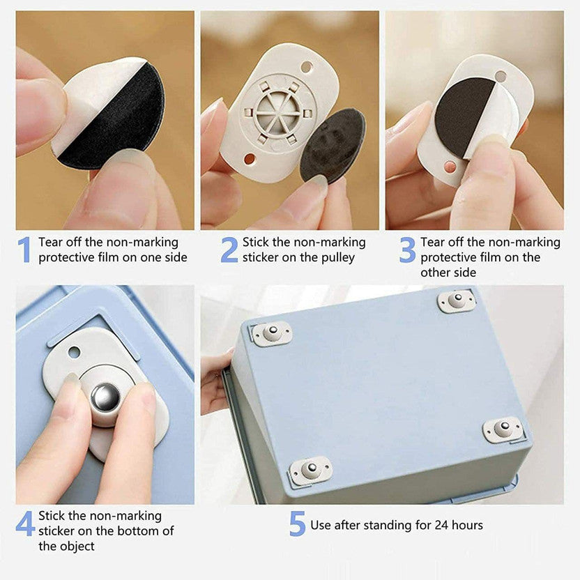 Step by step peel and stick installation guide for caster wheels