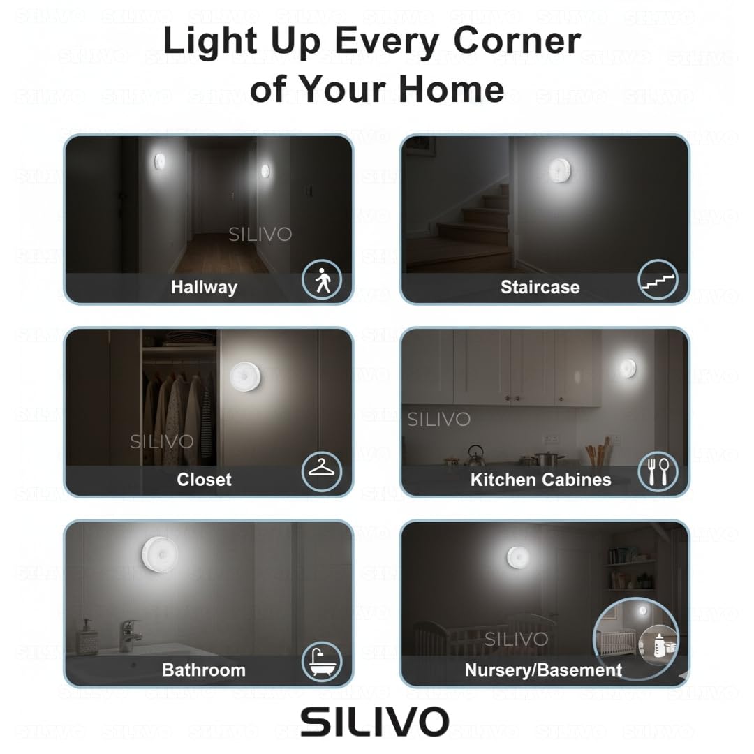 Motion Sensor LED Lamp USB Rechargeable Night Light (Pack of 1) - Wireless Magnetic Stick On Light for Cabinet, Wardrobe, Closet, Kitchen, Bedroom, Stairs, Hallway, Under Cabinet Lighting