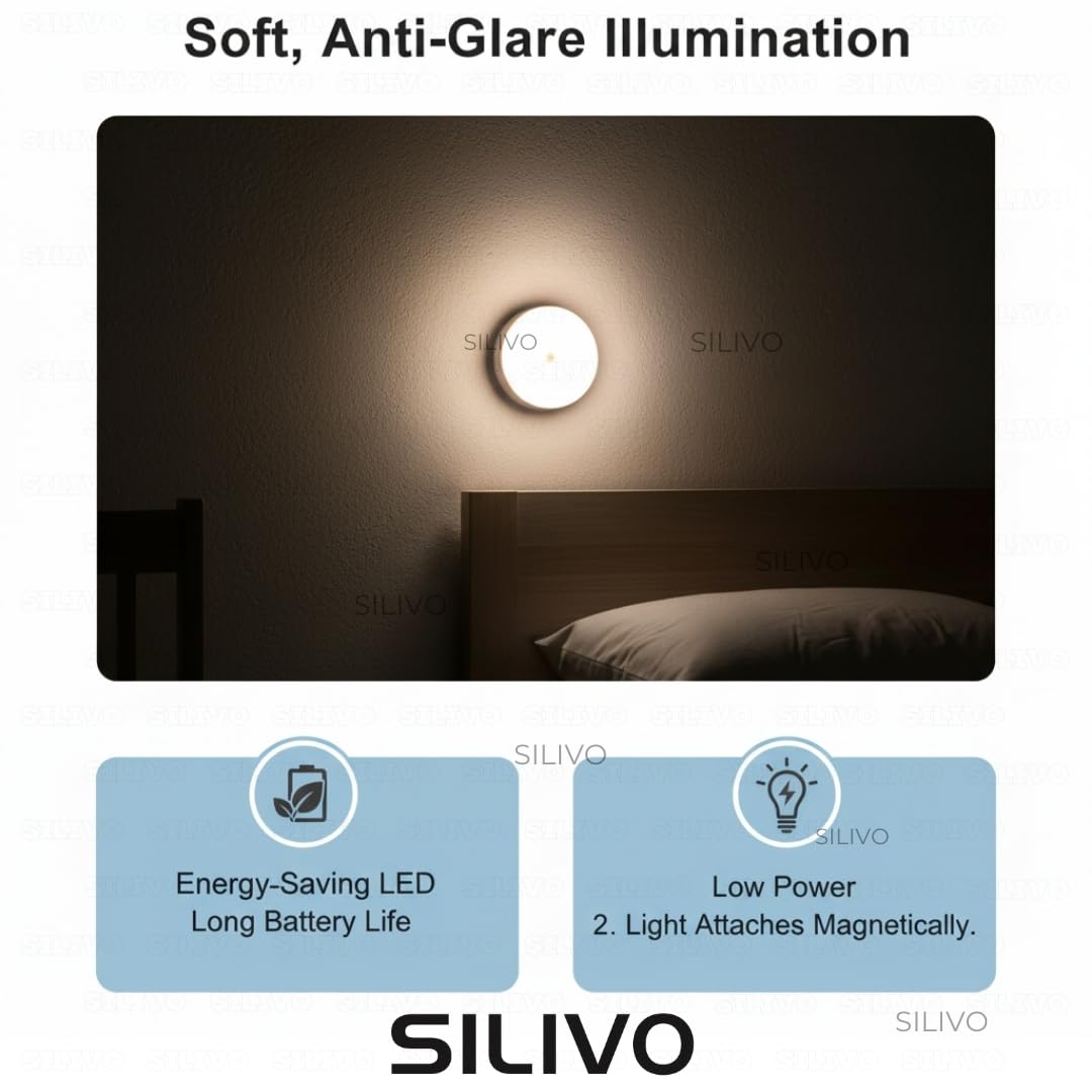 Motion Sensor LED Lamp USB Rechargeable Night Light (Pack of 1) - Wireless Magnetic Stick On Light for Cabinet, Wardrobe, Closet, Kitchen, Bedroom, Stairs, Hallway, Under Cabinet Lighting