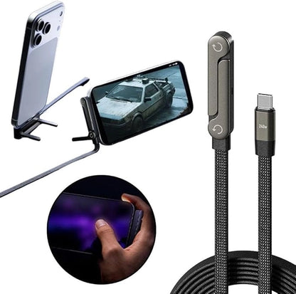 2-in-1 fast charging cable with built-in phone stand
