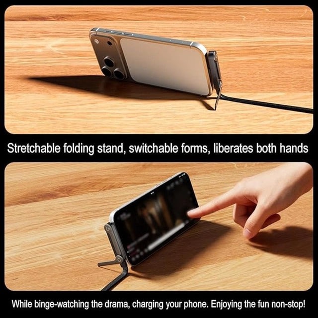 2-in-1 fast charging cable with built-in phone stand