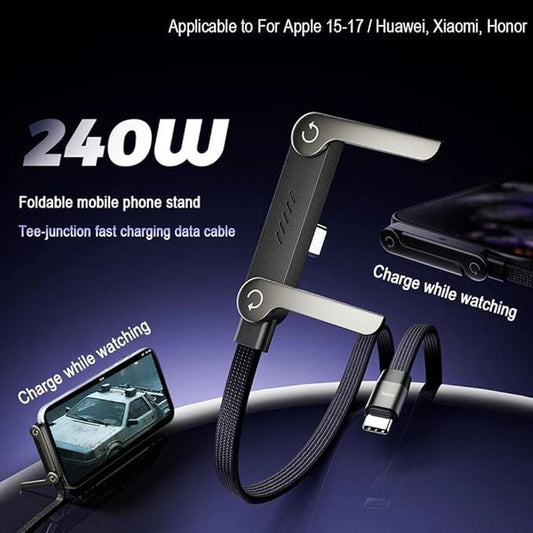 2-in-1 fast charging cable with built-in phone stand