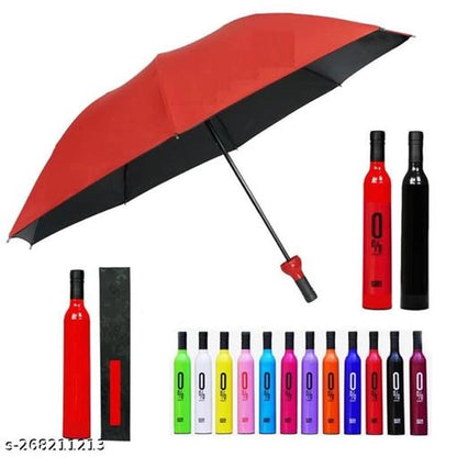 Double layer windproof bottle umbrella with cover