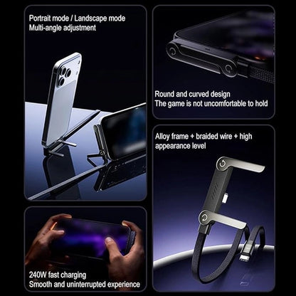 2-in-1 fast charging cable with built-in phone stand