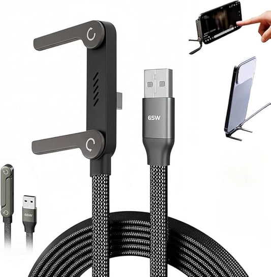 2-in-1 fast charging cable with built-in phone stand