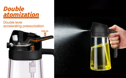 Glass Oil Sprayer & Dispenser Bottle – 500ml, 2-in-1, Matte Black