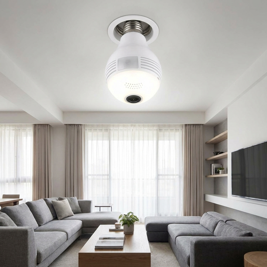 CCTV Camera Bulb installed in ceiling lifestyle