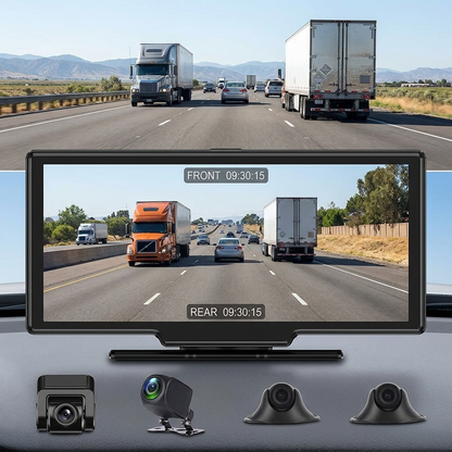 Dash cam split screen front rear recording highway safety