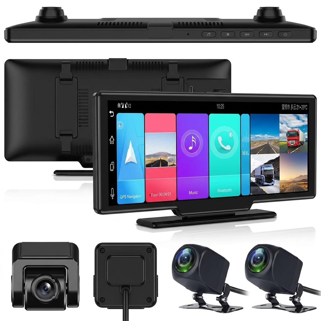 360 degree dashcam product white background ecommerce tech