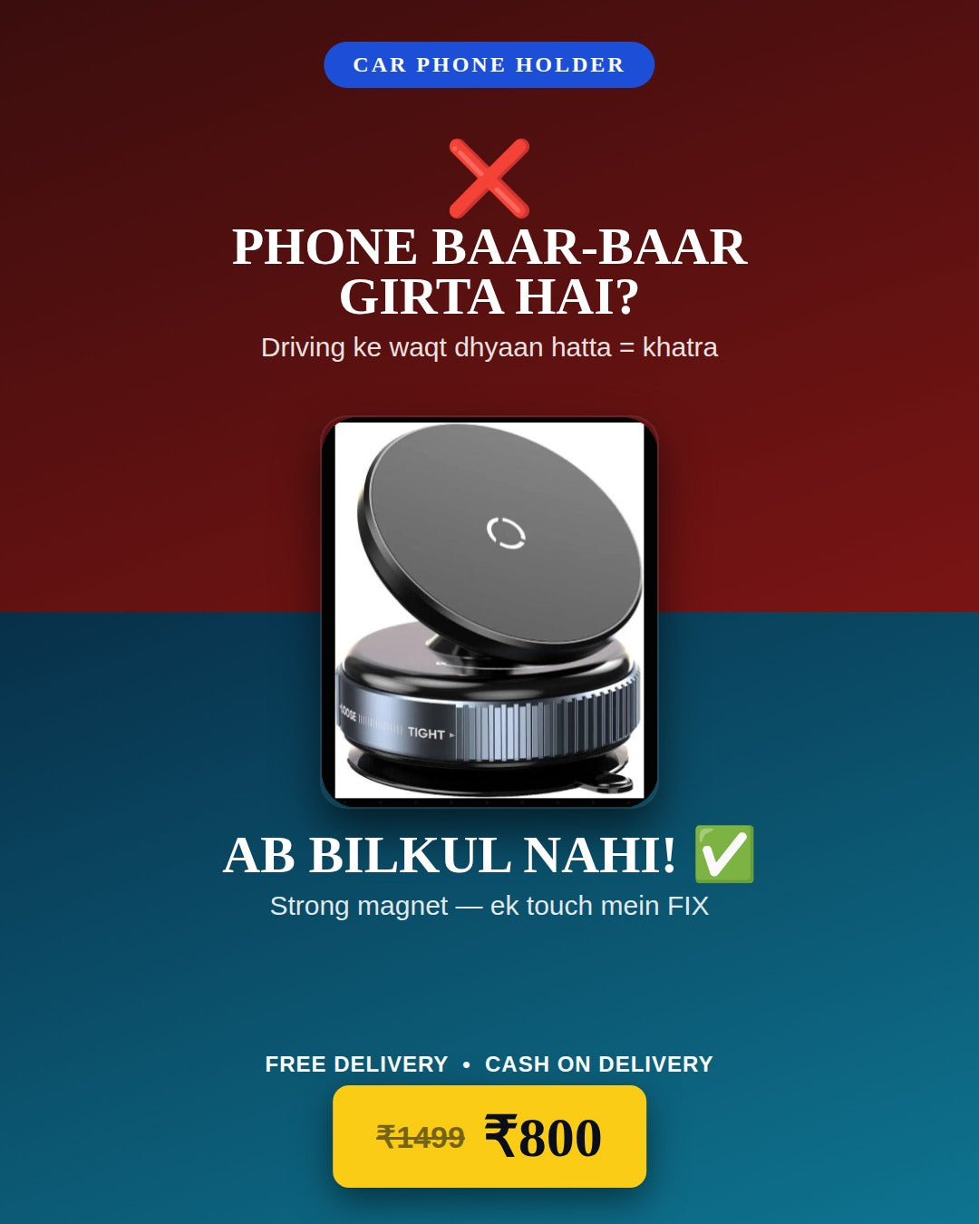 Magnetic car phone holder 360 degree rotation