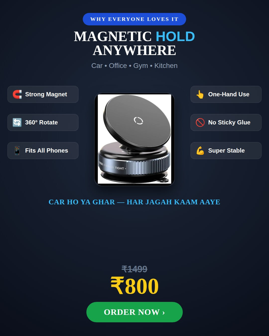 Magnetic car phone holder 360 degree rotation