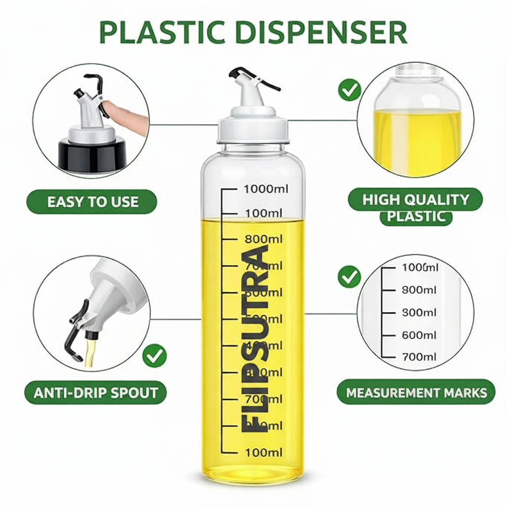 Auto Flip Cooking Oil Bottle, 500ML Olive Oil Bottle Dispenser for Kitchen