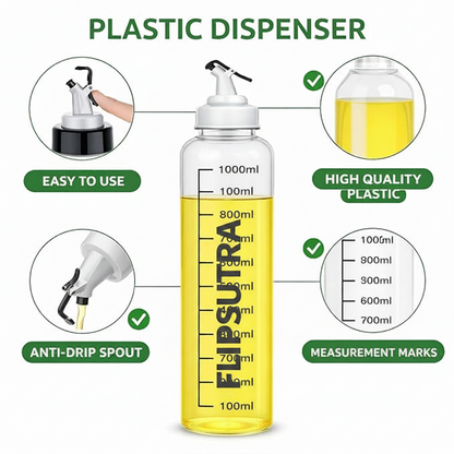 Auto Flip Cooking Oil Bottle, 500ML Olive Oil Bottle Dispenser for Kitchen