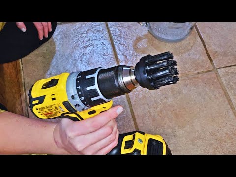 Drill brush power scrubber demo