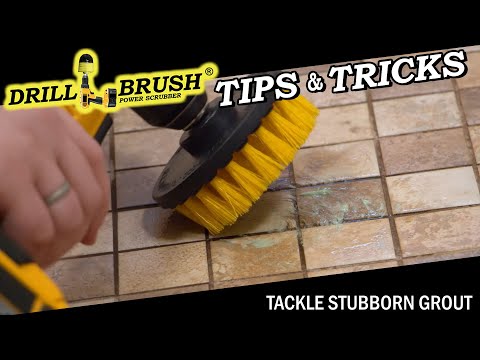 Cleaning grout, tile and flooring with drill brush